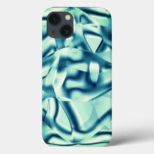 Funda Para iPhone 13 Curved greenish blue shapes, showy cyan tones Some