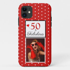 Funda Para iPhone 15 Pro Max Custom 50 & Fabulous Photo Red 50th Birthday W Red