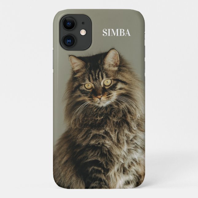 Funda De Case-Mate Para iPhone Custom Cat Photo and Name Personalized Pet (Reverso)