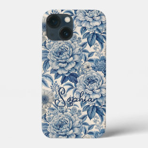 Funda Para iPhone 13 Mini Custom Elegant Boho Chic Blue Blossom