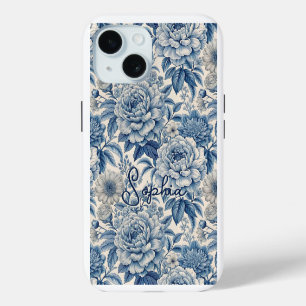 Funda Para iPhone 15 Custom Elegant Boho Chic Blue Blossom