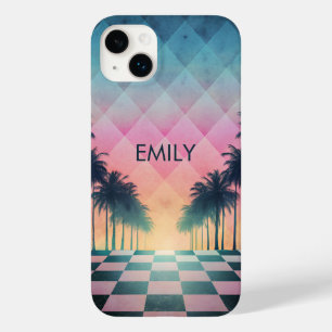 Funda Para iPhone 14 Plus De Case-Mate Custom Name Retro Synthwave Sunset Palm Trees