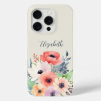 Custom Name Watercolor Floral Anemone