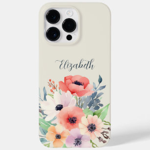 Funda Para iPhone 14 Pro Max De Case-Mate Custom Name Watercolor Floral Anemone