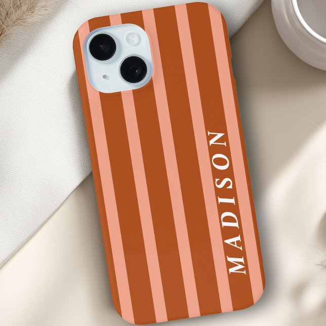 Funda De Case-Mate Para iPhone Custom Stripes Peach Brown (Custom Stripes Peach Brown Case-Mate iPhone Case)