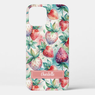 Funda Para iPhone 12 Custom Watercolor Fresh Strawberries