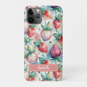 Funda Para iPhone 11 Pro Custom Watercolor Fresh Strawberries