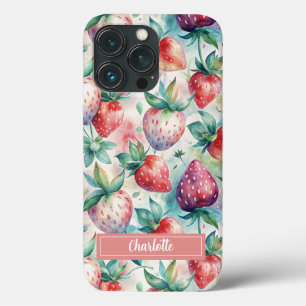 Funda Para iPhone 13 Pro Custom Watercolor Fresh Strawberries