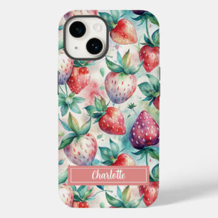 Funda Para iPhone 14 De Case-Mate Custom Watercolor Fresh Strawberries