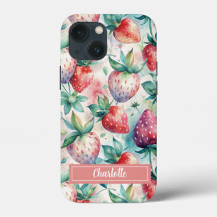 Funda Para iPhone 13 Mini Custom Watercolor Fresh Strawberries