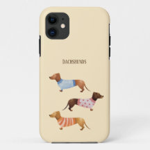 Cute acuarela dachshunds con texto