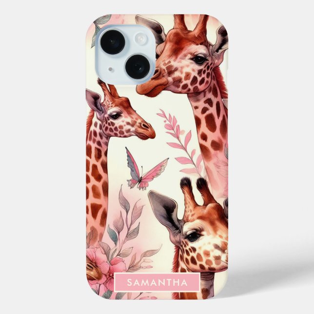Funda De Case-Mate Para iPhone Cute acuarela Giraffe (Reverso )