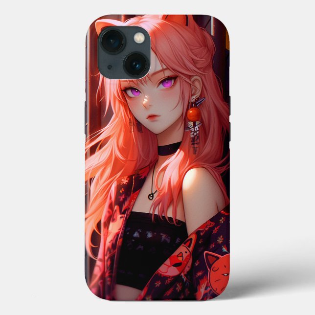 Funda De Case-Mate Para iPhone Cute Anime Catgirl (Reverso )