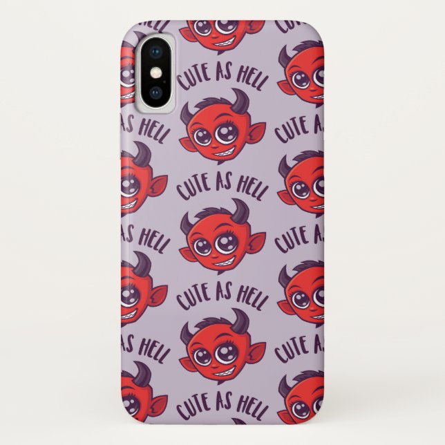 Funda De Case-Mate Para iPhone Cute as Hell Devil con texto oscuro (Reverso)