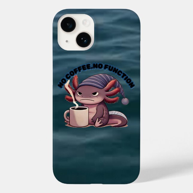 Funda De Case-Mate Para iPhone Cute Axolotl "No Coffee No Function" iPhone 14Case (Reverso )