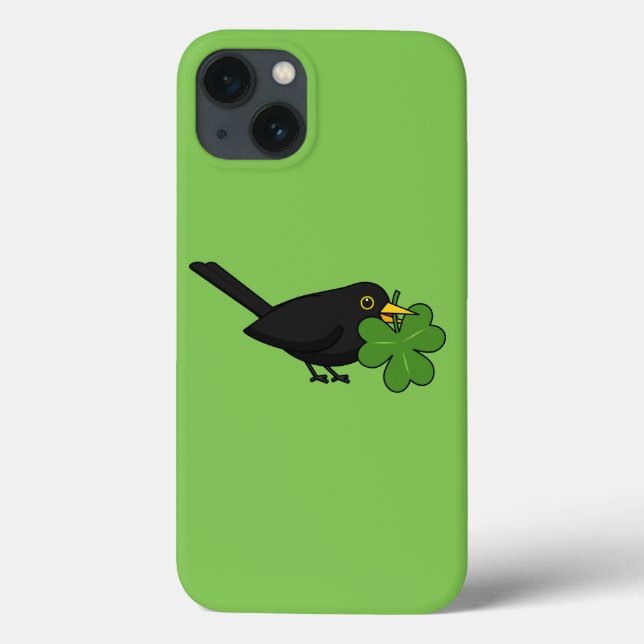 Funda De Case-Mate Para iPhone Cute Blackbird con Shamrock Clover Personalizado (Reverso)