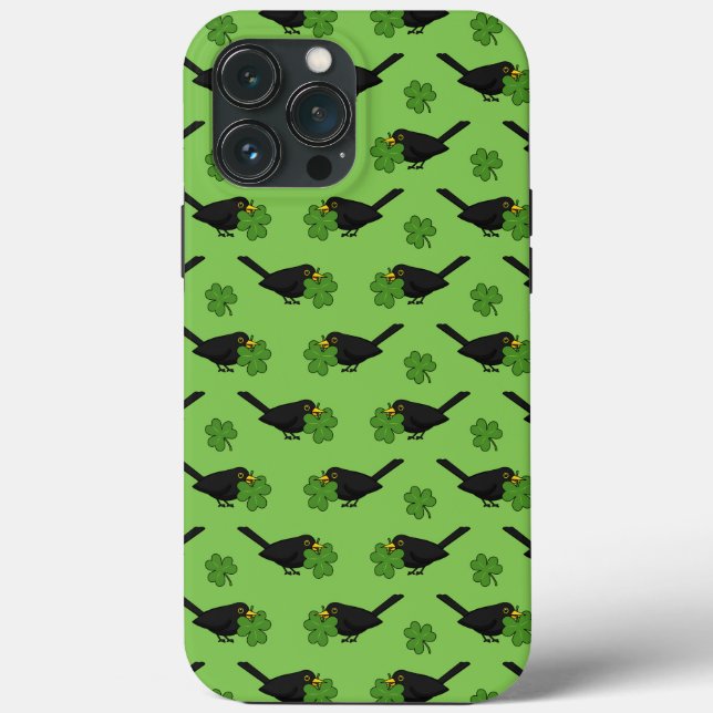 Funda De Case-Mate Para iPhone Cute Blackbird con Shamrock Clover Personalizado (Reverso )