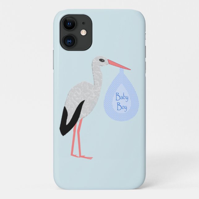 Funda De Case-Mate Para iPhone Cute Blue Baby Boy Stork (Reverso)