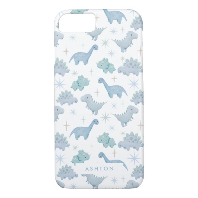 Funda De Case-Mate Para iPhone Cute Blue Dinosaur Pattern Boys (Reverso)