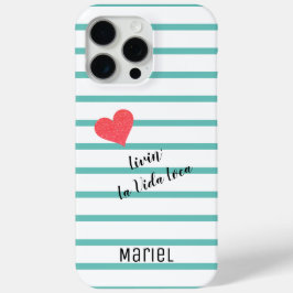 Funda Para iPhone 15 Pro Max Cute Blue Striped La Vida Loca