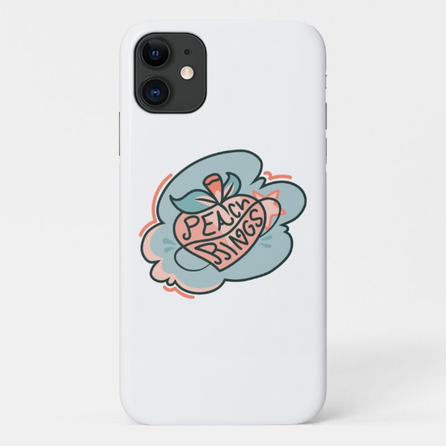 Funda De Case-Mate Para iPhone Cute Boho Melocotón Rosa Azul Planeta Fruta (Reverso)