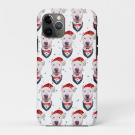 Funda Para iPhone 11 Pro Cute Bull Terrier Dog Christmas Pattern