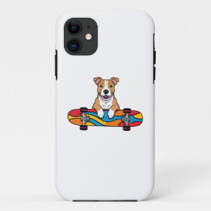 Funda Para iPhone 11 Cute Bull Terrier en una Skateboard