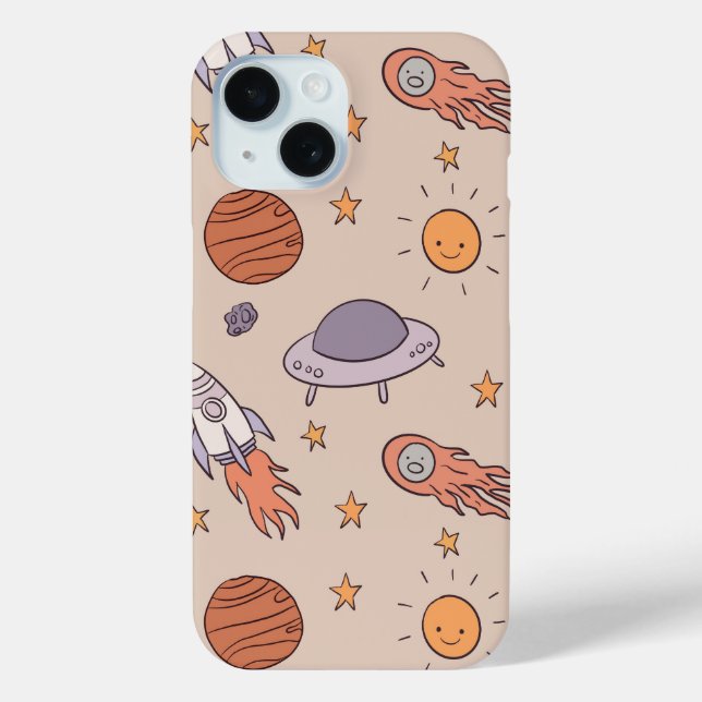 Funda De Case-Mate Para iPhone Cute Cartoon Outer Space Seamless Pattern Design (Reverso )