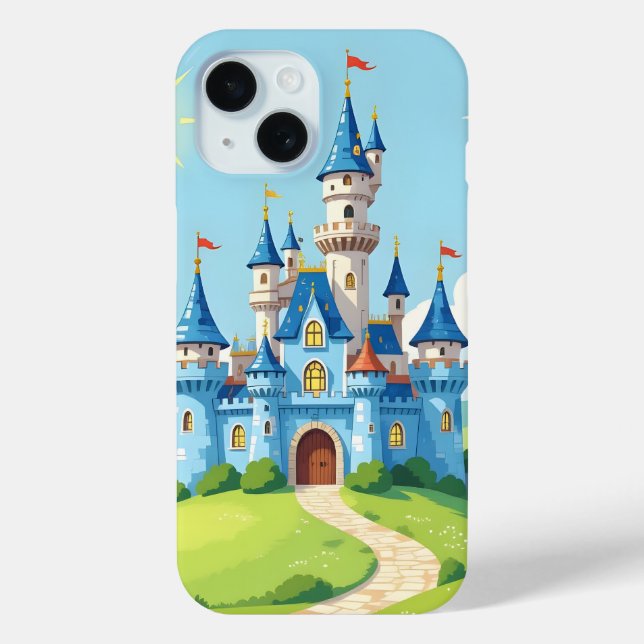Funda De Case-Mate Para iPhone Cute castillo azul y blanco (Reverso )
