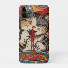 Funda Para iPhone 11 Pro Cute Cat Eating Ramen