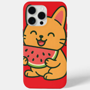 Funda Para iPhone 15 Pro Max Cute Cat Eating Watermelon - Kawaii iPhone 15 Pro