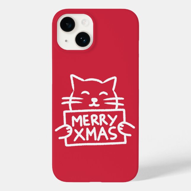 Funda De Case-Mate Para iPhone Cute Cat Merry Xmas (Reverso )
