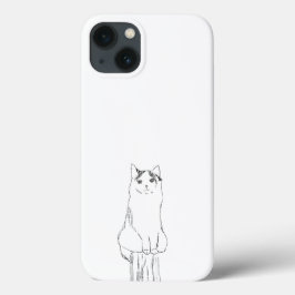 Funda Para iPhone 13 Cute Cat Sketch Moderno