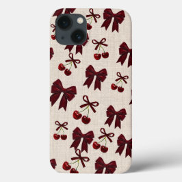 Funda Para iPhone 13 Cute Cherry & Bow Aesthetic Phone Case 🎀🍒✨