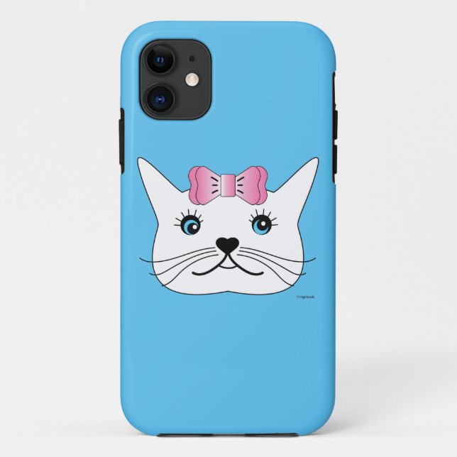 Funda De Case-Mate Para iPhone Cute-Chica-gato-con-Bow-rosado (Reverso)