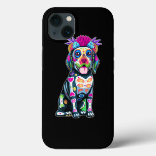 Funda Para iPhone 13 Cute colorido Beagle Dog Sugar Skull Mexicano Hall
