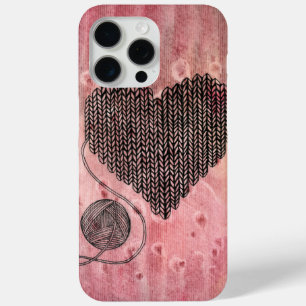 Funda Para iPhone 15 Pro Max Cute Corazón de Lana Tejido Acuarela iPhone 15 Pro