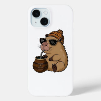 Funda Para iPhone 15 Cute Cozy Hamster Drinking Mate – Funny Aesthetic