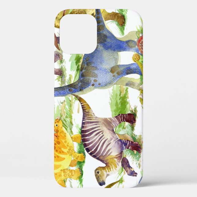 Funda De Case-Mate Para iPhone Cute Dinosaurios Acuarela Arte Sin Marea (Reverso )