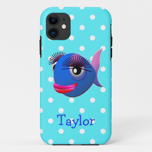 Funda De Case-Mate Para iPhone Cute divertida Personalizado Pescado Personalizado (Reverso)
