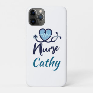 Funda Para iPhone 11 Pro Cute Enfermera Azul Corazón Personalizar
