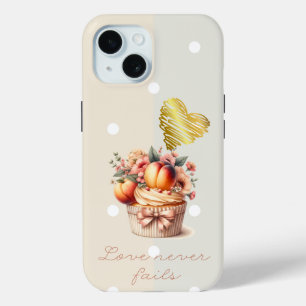 Funda Para iPhone 15 Cute Faith Dot Fruit Floral Cupcake Corazón de Oro