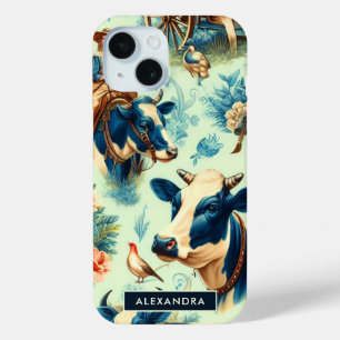 Funda Para iPhone 15 Cute Farm Cow Watercolor Painting