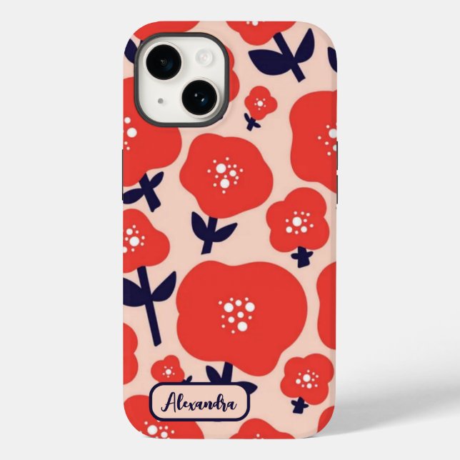 Funda De Case-Mate Para iPhone Cute Floral Seamless Pattern – Red Spring Flowers  (Reverso )