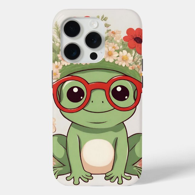 Funda De Case-Mate Para iPhone Cute Frog Flower Headband (Reverso )