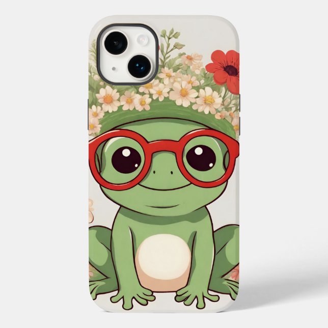 Funda De Case-Mate Para iPhone Cute Frog Flower Headband (Reverso )