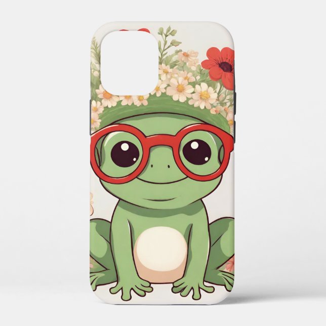 Funda De Case-Mate Para iPhone Cute Frog Flower Headband (Reverso )