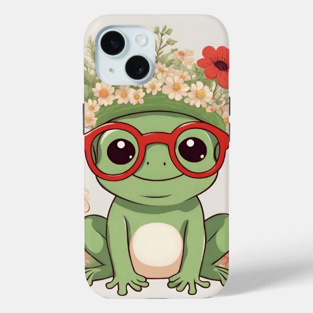 Funda De Case-Mate Para iPhone Cute Frog Flower Headband (Reverso )