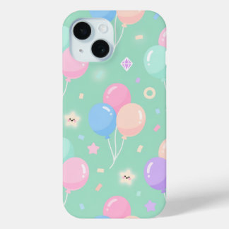 Para iPhone 15 Cute funda verde pastel con globos Case-Mate