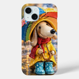 Funda Para iPhone 15 Cute Garden Puppy Dog with Flower Crown and Wateri